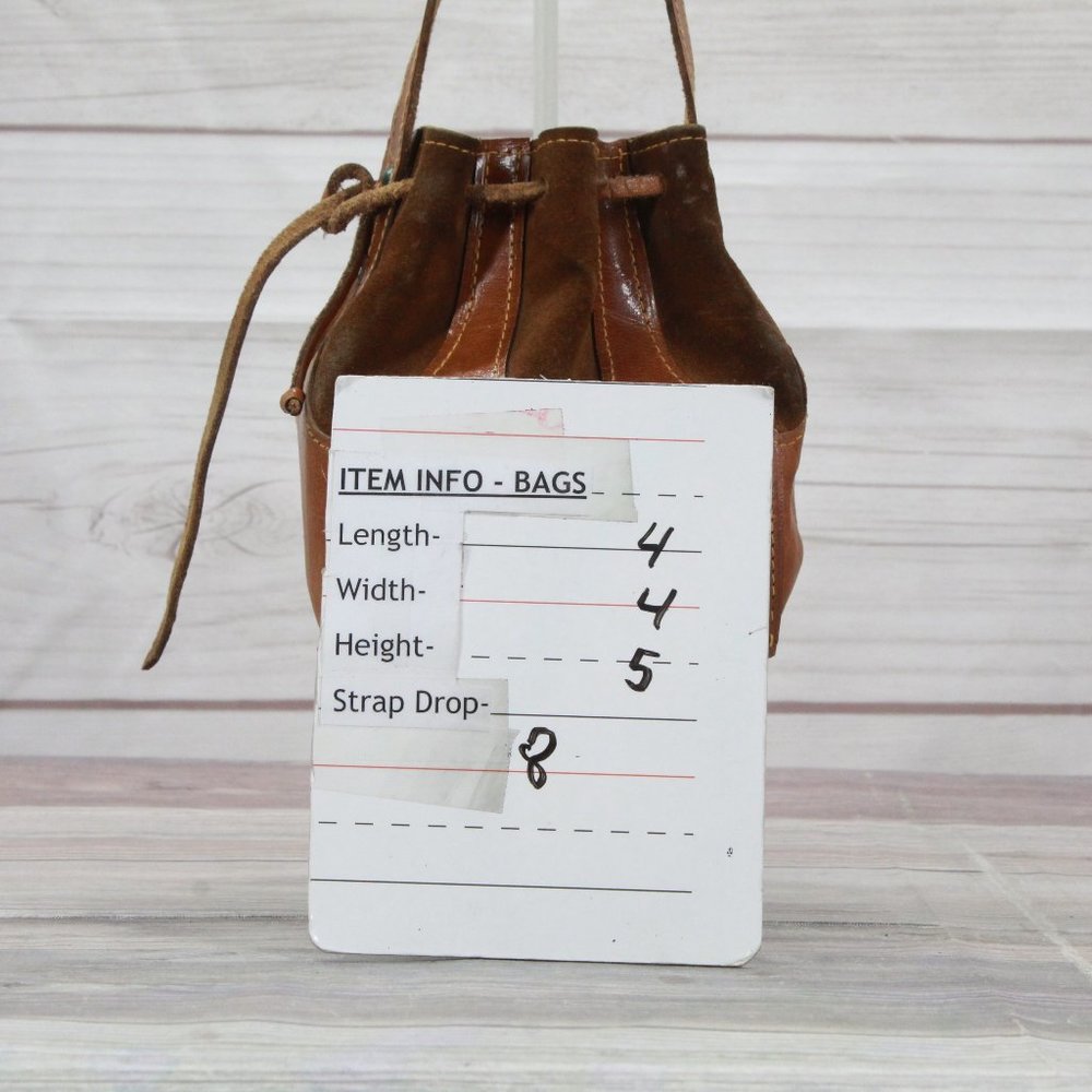 *Womens Brown Leather Made in Italy Drawstring Shoulder Bucket Bag - Picture 7 of 7